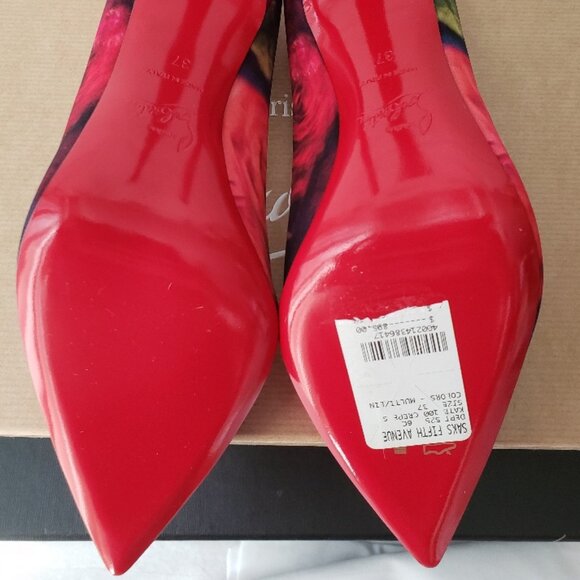 Christian Louboutin Kate 100 floral-print satin-crepe Pump NWT $895 - Picture 16 of 16